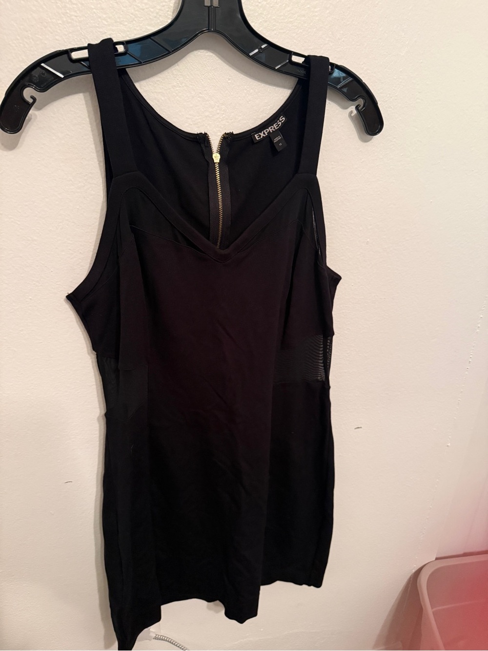 Express Black V-Neck Dress with Back Zip